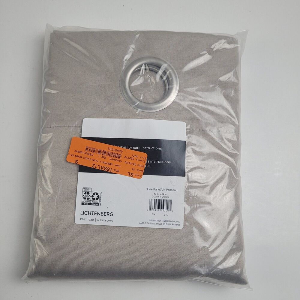 NEW Sun Zero 40" x 84" Grommet single curtain panel 'Stone' #CT15